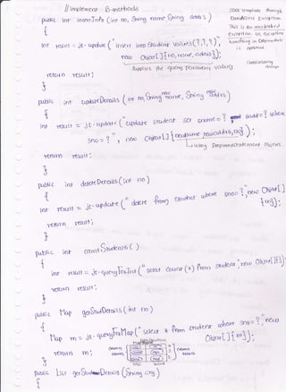 //;rnpteornr B.n.retbocls
inr insecTnPo (int m, 5t ',g
tn-e,8ung addrs
)Purnrc
{
lor
k
[Lbic
fL
inr detetcDtrc'''to
(int no )
o' . s'r<,delll- Eu 6mrne--  P Sadd=! mhcx
= i b' upAett< L atfA"r" 6rade frl- Eu 6mrr
^ 
5.,o-- ?
"
, ned ohr'rll lt*1"* '*tqq{!rn'i ) f
L-, USng Prepar<aSfttt<ml,trl o4iecrs .
uph.reDerr;Ls ( it" *'3.an6offo-"' Sr'"3
n$att)
,t'
TritrlJ - it. u{dd( ( ins..r
. fe[0
JDGcT(mpldlc throc.g b
DcJdACa€rJ fixcq t'lco .
Ttrr's ts an a1n1l,aJa-< I
ekzq ll c,n. So, exc<pblo,
11ffi.3 in D(o.'o&l<
j< 6Pild'1c( '
into €rcrdenf vc,tues(?,'1,
?')':
O*eurt ] [ no"'d''f '
a&t'r63);
&r?ptles he 98e""d Pc/xol-Jt*<4 vo-{ug
CtulfoUt bo"rr8
aa.ncc0r
refLrl D ltsqtt ;
3
prillc int
{
in Yuult
{rurn
I
t?
rJ
FlbU c
0
t
lff Tt.:ul
rejuvn
Tesuf ;
- ir'uf dc'rt (" dtr'rt &q $..&nr
re3ult)
q
J
$iu'len-ra
( )
Qu-ldi
c inf Cdrrr-l c
{ .- - rLt .2. 'ne- ohYtllt3)
inr rtsoll = jt'guryEnL-* ("
"*
eocrnr (x) ff'orn stc'den*
"Yenro resolt
"
3
F o1(, llat
{
ILa Yo -*
T€TINN
jt.qpa*UF"t1"l (" soe*r + Prum
gersrr,aDer<urs I irrr no )
Cd{$f'r.f
m ] no.ts
terbe,re g'o= l'rtr- Cbtt*t ]
1",3);
? "nar:
eruAtrrr tPhu.^c sDo= ' /
OhF,rL I t "'3);
Lr* goSt"a.*rD.r.irs (Sr,iq c;t5
)
I I ,r.-n
; )
vdut6
 