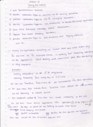 Mo&rle -iV
3pt,.rr lPg Plodule
.LE
9ive3 APdicahic'o Co'w^t &nr<nrfx
qqo@@
JT
50q0
t
Igc+ - lqt{
-'> l4at.',ng &rr clpPttcct'Hcto execrrh'r,3 oo Cerrcrin oara cnd g-e orl'er ol$
fi" one hme ot) P^ rnutriple hmeS is norhnS bt'r €nabillng
1t'o-*
on $e apptic&.*cm6. dhire &aiJ"3 cottb 'iirrerr-,rr-t'o aous ftjs et''cd-ltg'
r5 Verj rrnprrn-(ni-,
ExampleS i -
Sffdin3 r€mainder,g an the lstoP e*-monrb'
c)eaning Temporov5 $res ewldru d lt'o'clocL
,^_ F* fbese oe-.alio$
Ne can use T'tT vTctsK,
-[ime
r Clas's ctp idk envitor'rnen]
r
--> The Java cnsS thaf exteods Proro TimeTasta class def,'nee *'u iob oo cohjch'
Coe ore PlcrnninS io endbte Sex!ice
__ The Schredr,ted nfJhor cr| In'rr ctocj can erp'ble scbedr'un3 on the iob
!
& idK leuzl ltrray Srvice anrpUcutton rek,t Of?lia3flor)(O e,lt. P"3::,'9
rrnP5:
-
..-t ,."" :: lnnlr.l.,n r.r pnr.t,ta ri.rrn +]lice "d Cq"'t4+S-fqtz
The log;c on ol"uc,F, Ltr aft lool';n3 lo en'ebtc lrrc'r gx
Tnitio{ deleS in5 rrrilli irrrnd3
SFd615 in; Hor dalag"
6 s6c;6cs lne rrmc 0ep bluo * *&"Jf.-*
" '
povides ctbehacdcto Lrge, *, &varrrdl o+ ?r^ mc'i)ing operaActrs
provideS ab6hraortcm tagu ott i.rs €" rnessag)og ope'raf{cm5 '
fJr,ivldes crbstrocHoo 4o^ tmi, tdelrsew'tln t deveiP d'F;t'rc'l appticallo"<
g;ve6 dire* dist ltr*ed terbrolqS cruecl HLTPJT'voEcx '
-ll'rr ba-ced schedul;n3 ovaollcxt3 '
obsl-racrtcm Lcrdcr orr ind; 'io ioierac* co;rl Re6rsrt5 6spttr'res'
erc....
D
?)
3)
1)
5)
4
+)
fop'*
prDvide.g
and
ex€(!d,( rhe .fbb ctn S peci€rel Dal6 and ima
 