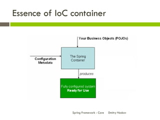 Essence of IoC container




               Spring Framework - Core   Dmitry Noskov
 