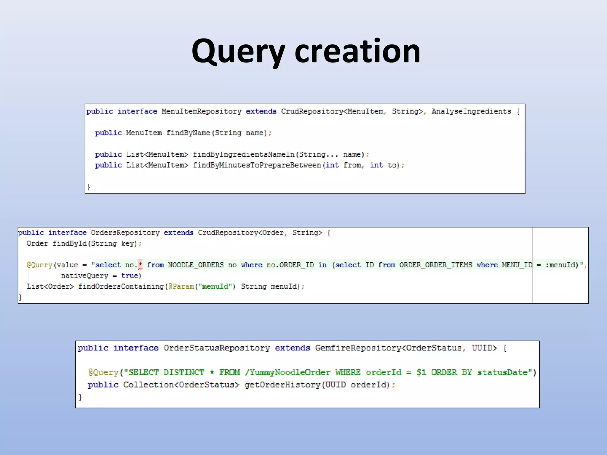 Query creation 
