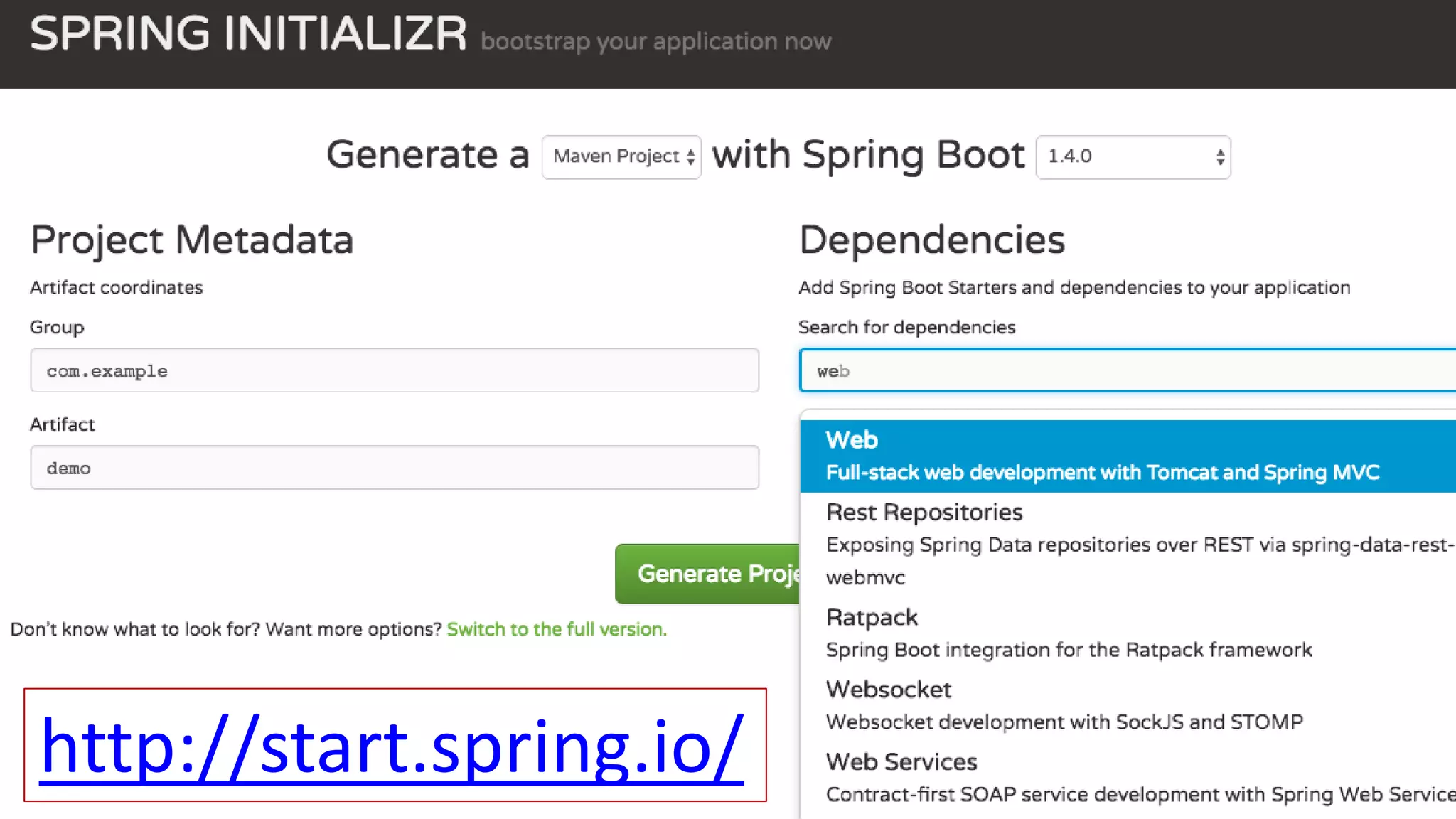 http://start.spring.io/
 