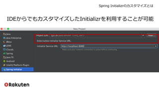 Spring Initializrのカスタマイズとは
IDEからでもカスタマイズしたInitializrを利用することが可能
 