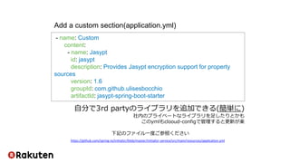 - name: Custom
content:
- name: Jasypt
id: jasypt
description: Provides Jasypt encryption support for property
sources
ver...