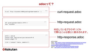 adocって？
curl-request.adoc
http-request.adoc
http-response.adoc
add-on,plugin
firefox : https://addons.mozilla.org/ja/firef...
