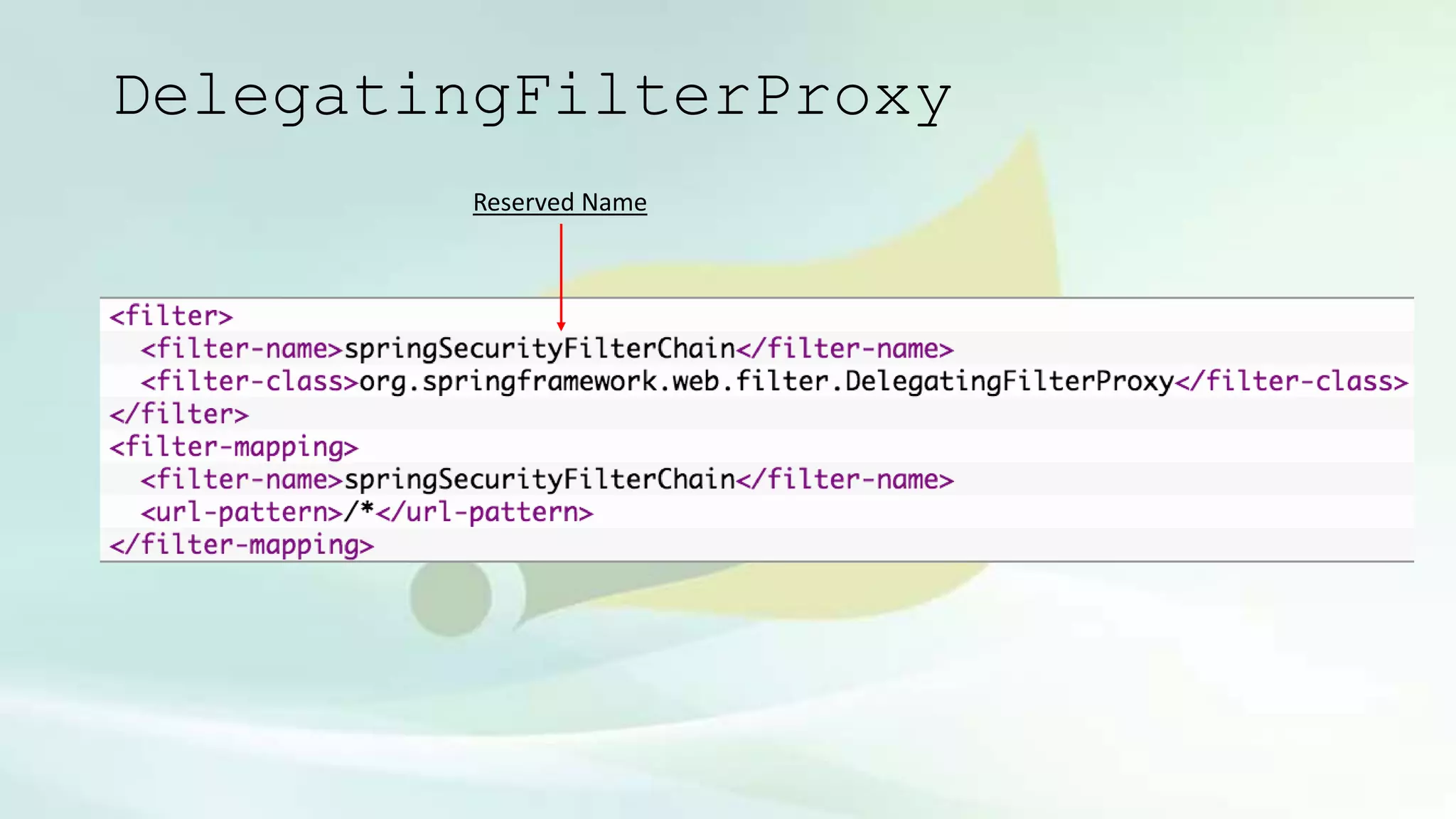 DelegatingFilterProxy
Reserved Name
 
