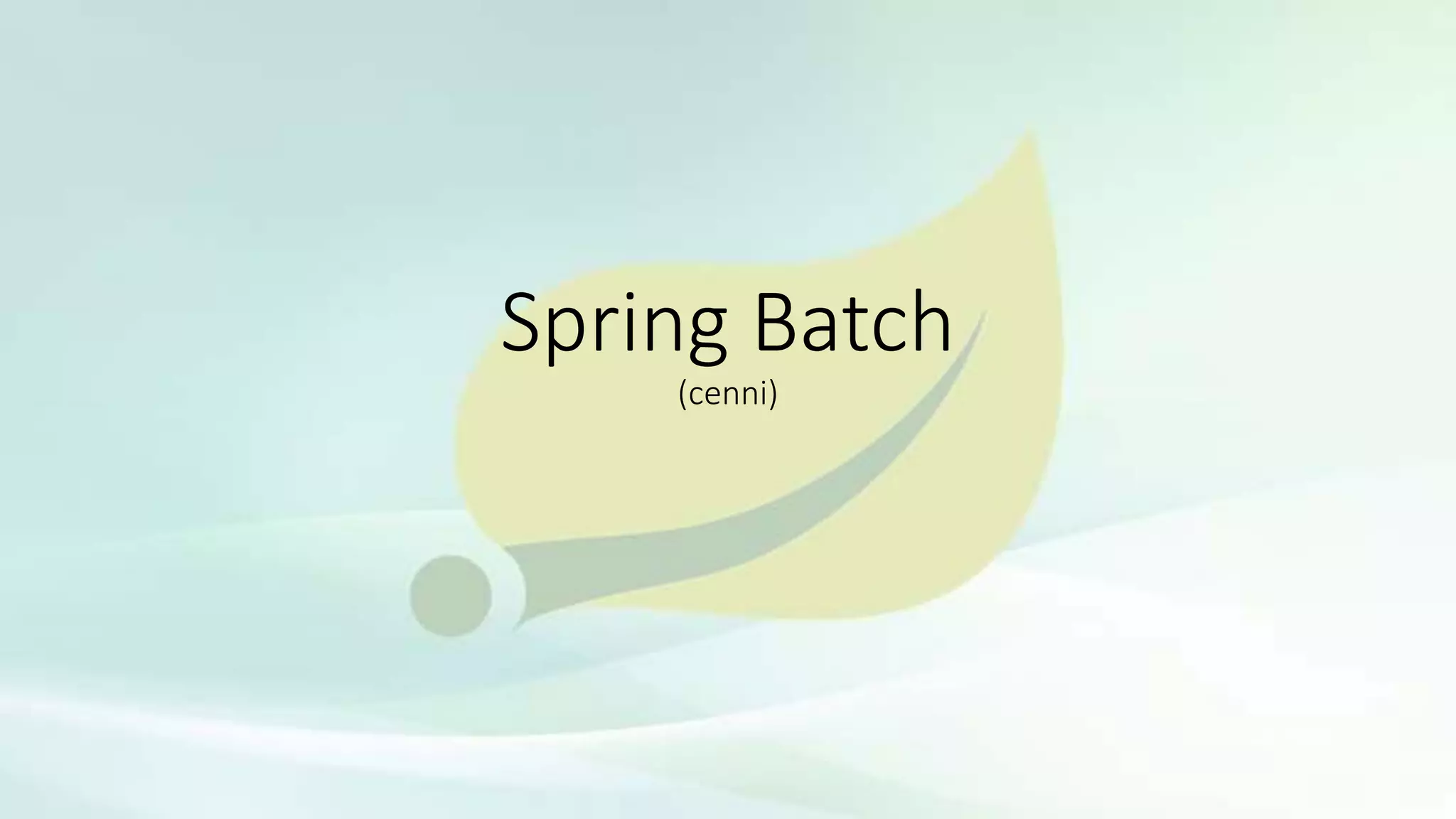 Spring Batch
(cenni)
 