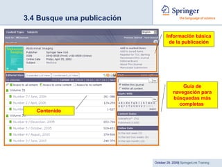 3.4 Busque una publicación Información básica de la publicación Contenido Guía de navegación para búsquedas más completas  