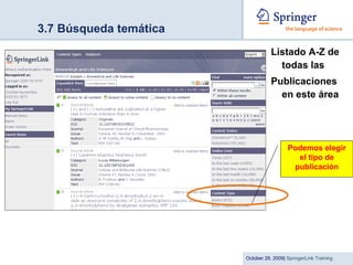 3.7 Búsqueda temática Listado A-Z de todas las Publicaciones en este área Podemos elegir el tipo de publicación 