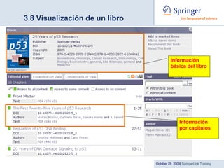 3.8 Visualización de un libro Información básica del libro Información por capítulos 