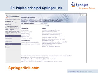 2.1 Página principal SpringerLink Springerlink.com 