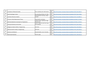 399
Foundations of Behavioral Health Bruce Lubotsky Levin, Ardis Hanson
1st ed.
2020 http://link.springer.com/openurl?genre=book&isbn=978-3-030-18435-3
400
Social Psychology in Action Kai Sassenberg, Michael L.W. Vliek
1st ed.
2019 http://link.springer.com/openurl?genre=book&isbn=978-3-030-13788-5
401
Essentials of Business Analytics
Bhimasankaram Pochiraju, Sridhar
Seshadri
1st ed.
2019 http://link.springer.com/openurl?genre=book&isbn=978-3-319-68837-4
402
A Course in Rasch Measurement Theory David Andrich, Ida Marais
1st ed.
2019 http://link.springer.com/openurl?genre=book&isbn=978-981-13-7496-8
403
Multimedia Big Data Computing for IoT Applications
Sudeep Tanwar, Sudhanshu Tyagi,
Neeraj Kumar
1st ed.
2020 http://link.springer.com/openurl?genre=book&isbn=978-981-13-8759-3
404
Policing and Minority Communities
James F. Albrecht, Garth den Heyer,
Perry Stanislas
1st ed.
2019 http://link.springer.com/openurl?genre=book&isbn=978-3-030-19182-5
405
A Beginners Guide to Python 3 Programming John Hunt
1st ed.
2019 http://link.springer.com/openurl?genre=book&isbn=978-3-030-20290-3
406
Advanced Guide to Python 3 Programming John Hunt
1st ed.
2019 http://link.springer.com/openurl?genre=book&isbn=978-3-030-25943-3
407
Literature and Medicine Ronald Schleifer, Jerry B. Vannatta
1st ed.
2019 http://link.springer.com/openurl?genre=book&isbn=978-3-030-19128-3
408
Food Fraud Prevention John W. Spink
1st ed.
2019 http://link.springer.com/openurl?genre=book&isbn=978-1-4939-9621-6
 