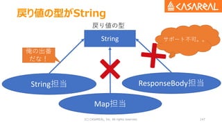 (C) CASAREAL, Inc. All rights reserved. 147
Map担当
String担当 ResponseBody担当
戻り値の型
String
戻り値の型がString
俺の出番
だな！
サポート不可。。
 