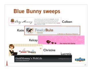 Blue Bunny sweeps
                              Colleen

 Katie


         Kelcey


                  Christine
                              Lucretia


                                         25
 