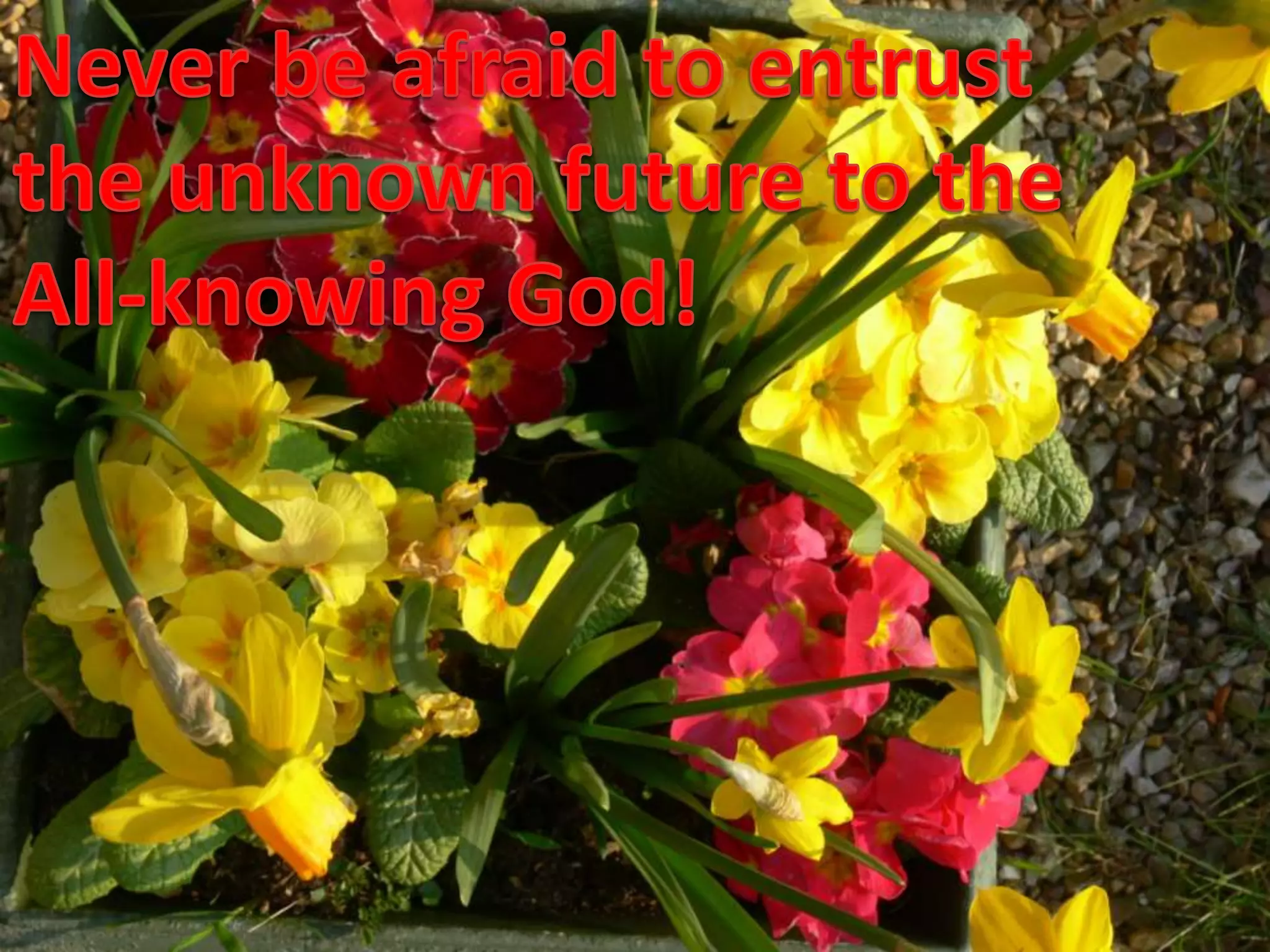 Never be afraid to entrustthe unknown future to the All-knowing God!