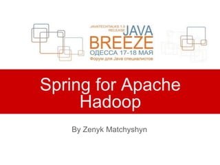 Spring for Apache
Hadoop
By Zenyk Matchyshyn
 
