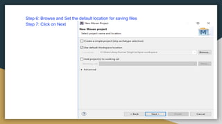 Step 6: Browse and Set the default location for saving files
Step 7: Click on Next
 