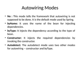 Autowired Example Spring Framework1.pptx java notes collection | PPTX