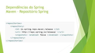 Dependências do Spring
Maven – Repositório Spring
27
 