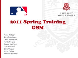 2011 Spring Training GSM Rona Watson Tom Smallhorn Chris McFerran Kevin Gorgen Emma Hadfield Joe Montoya Gina Olague John Parker Ronson Stermer 