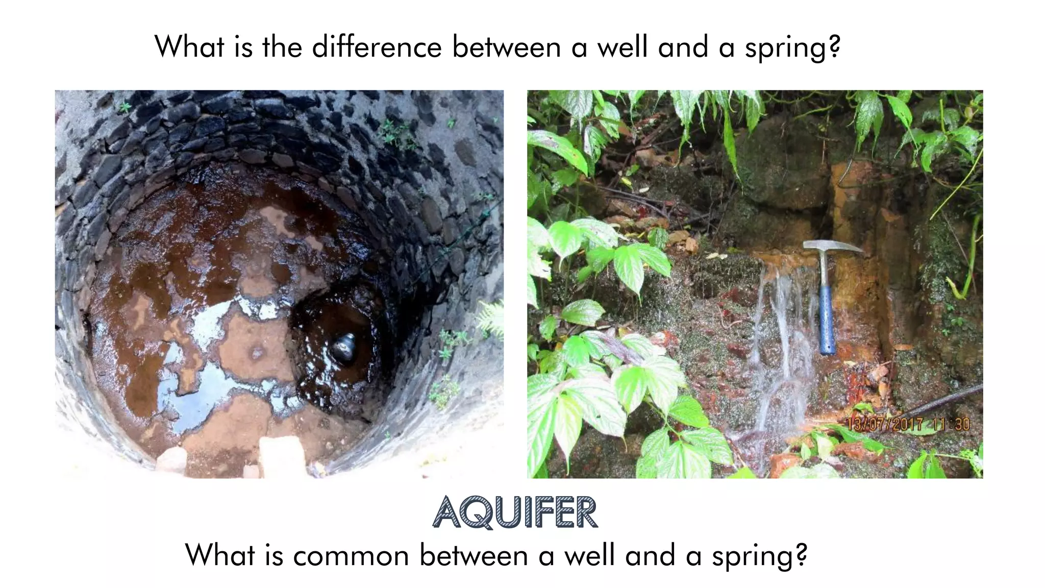 What is the difference between a well and a spring?
What is common between a well and a spring?
 