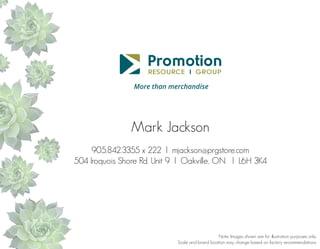 Mark Jackson
905.842.3355 x 222 l mjackson@prgstore.com
504 Iroquois Shore Rd. Unit 9 l Oakville, ON l L6H 3K4

Note: Images shown are for illustration purposes only.
Scale and brand location may change based on factory recommendations.

 