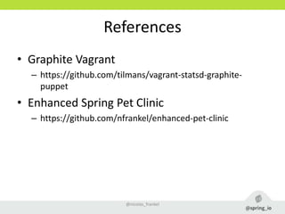 References
• Graphite Vagrant
– https://github.com/tilmans/vagrant-statsd-graphite-
puppet
• Enhanced Spring Pet Clinic
– https://github.com/nfrankel/enhanced-pet-clinic
@nicolas_frankel
 