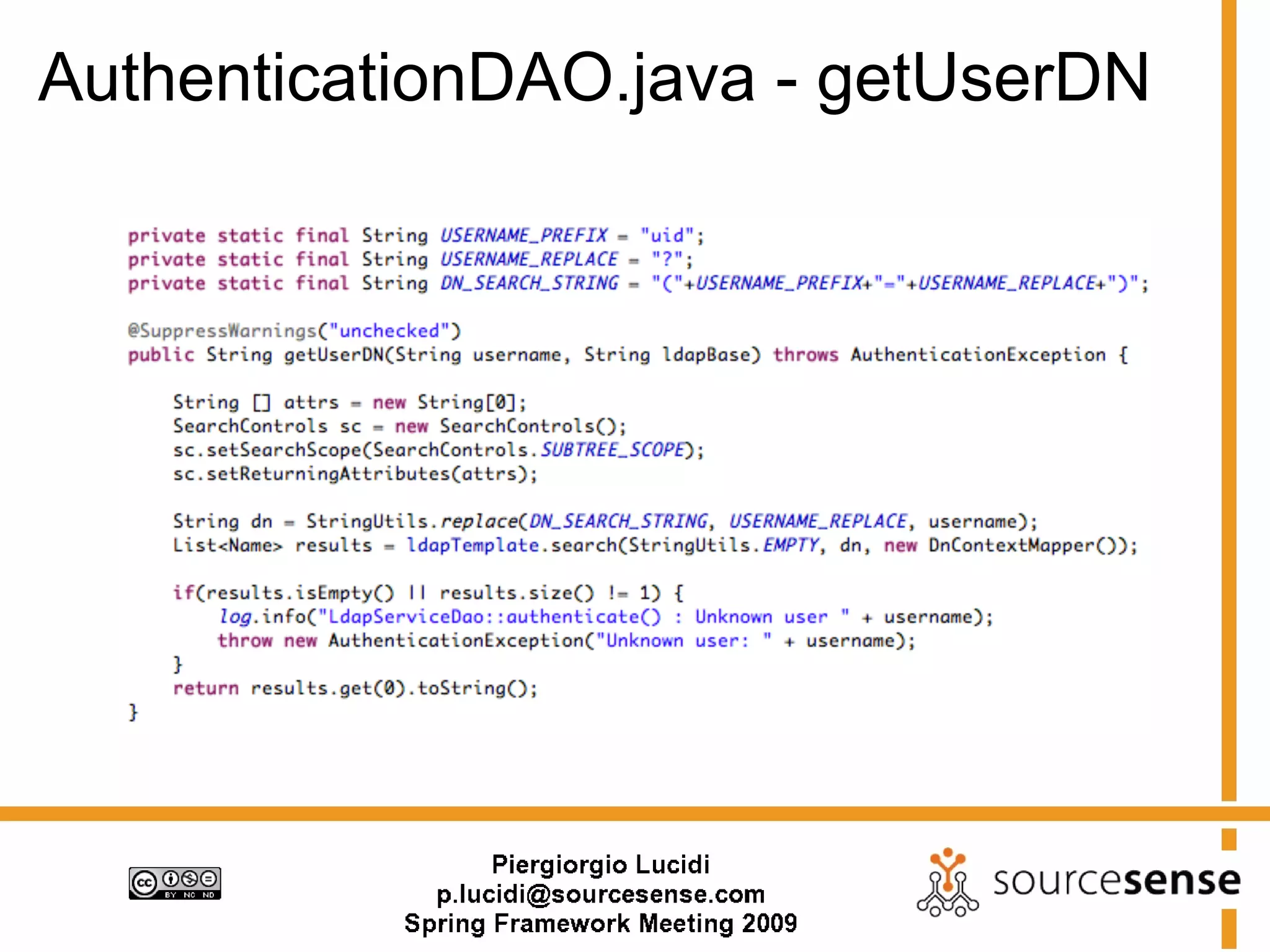 AuthenticationDAO.java - getUserDN
 