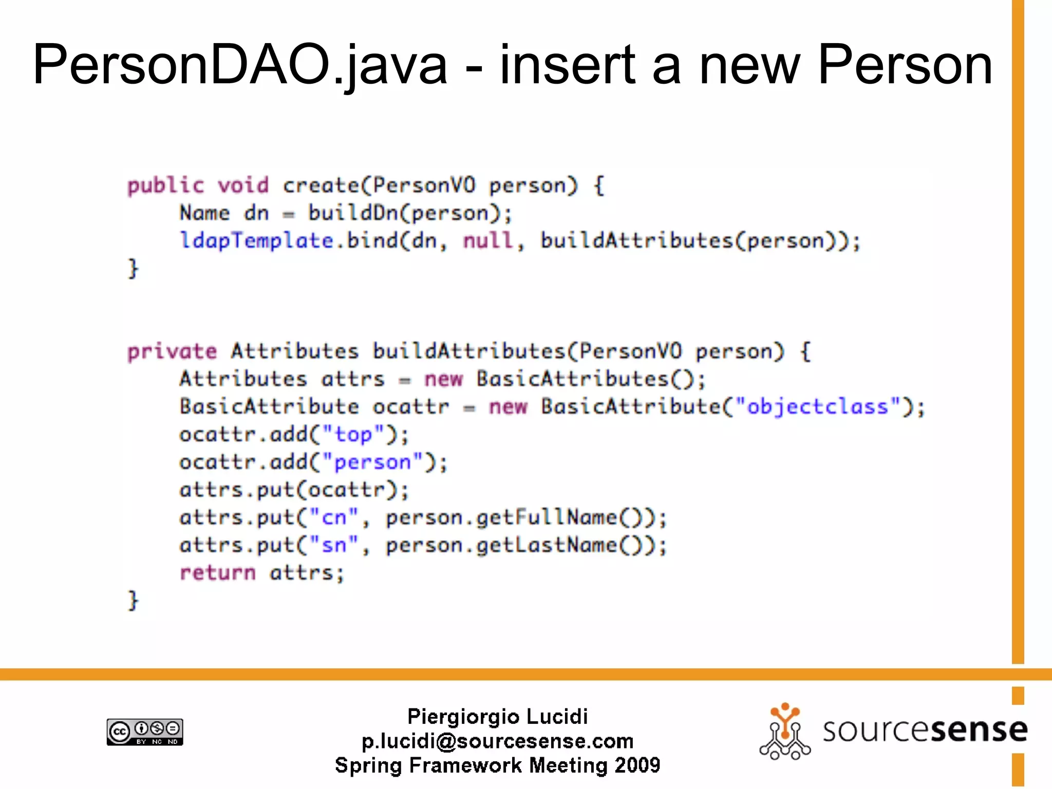 PersonDAO.java - insert a new Person
 