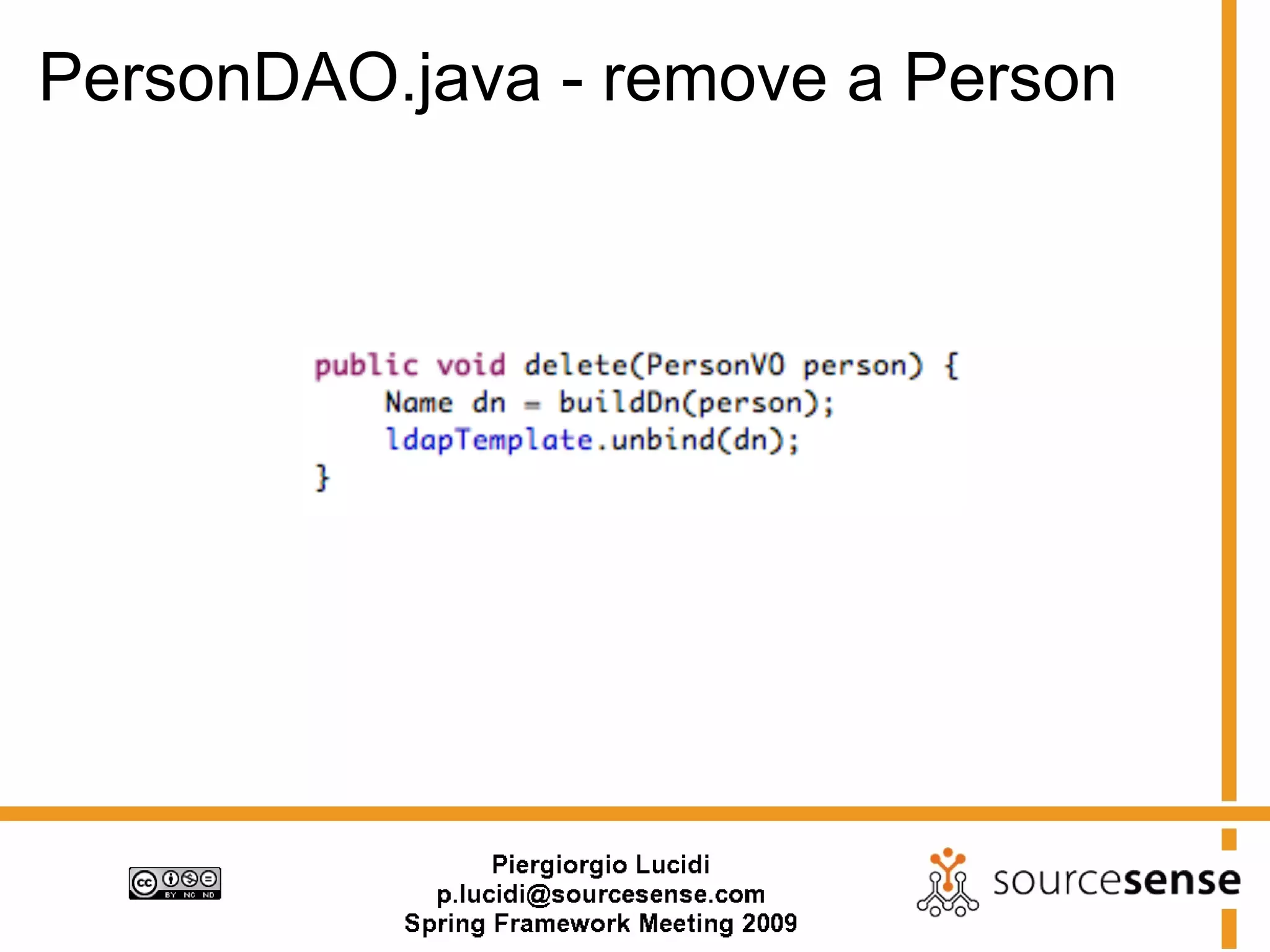 PersonDAO.java - remove a Person
 