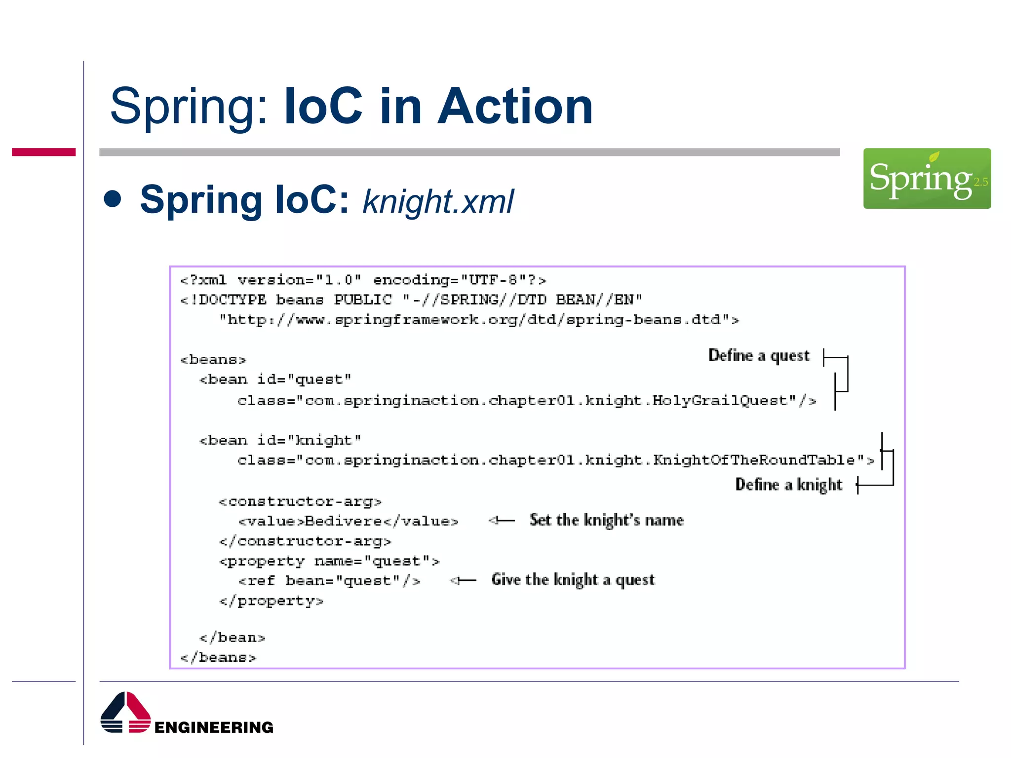 Spring:  IoC in Action Spring IoC:   knight.xml 