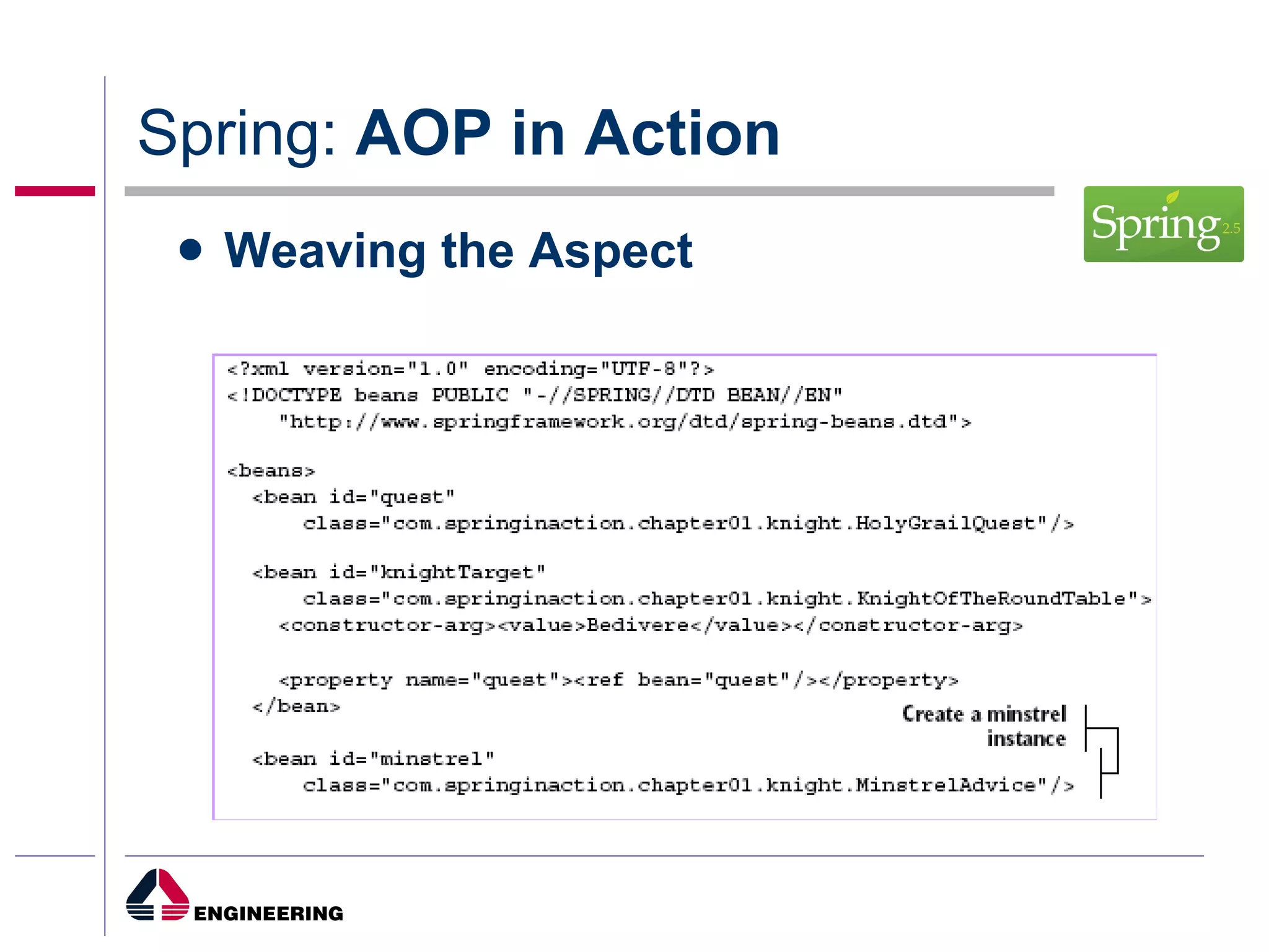 Spring:  AOP in Action Weaving the Aspect 