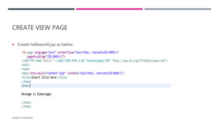 CREATE VIEW PAGE
 Create helloworld.jsp as below:
HARSHIT CHOUDHARY
 