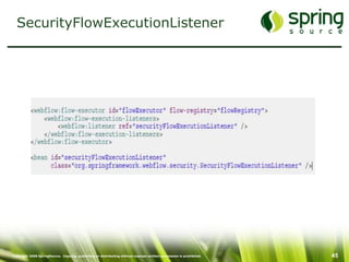 SecurityFlowExecutionListener




Copyright 2008 SpringSource. Copying, publishing or distributing without express written permission is prohibited.   45
 