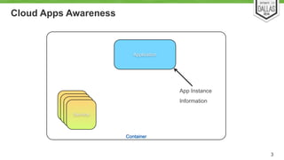 Container 
Cloud Apps Awareness 
3 
Application 
Service 
App Instance 
Information 
 