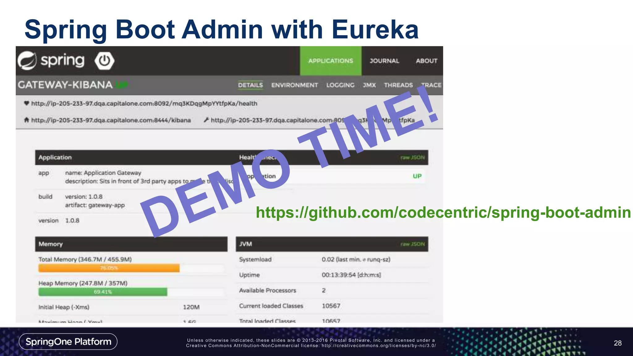 Spring Boot Admin with Eureka
28
https://github.com/codecentric/spring-boot-admin
 