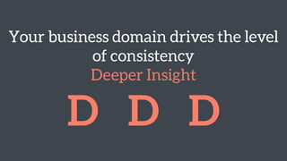 Your business domain drives the level
of consistency 
Deeper Insight
D D D
 