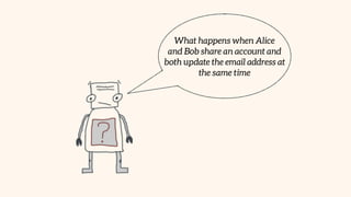 What happens when Alice
and Bob share an account and
both update the email address at
the same time
 