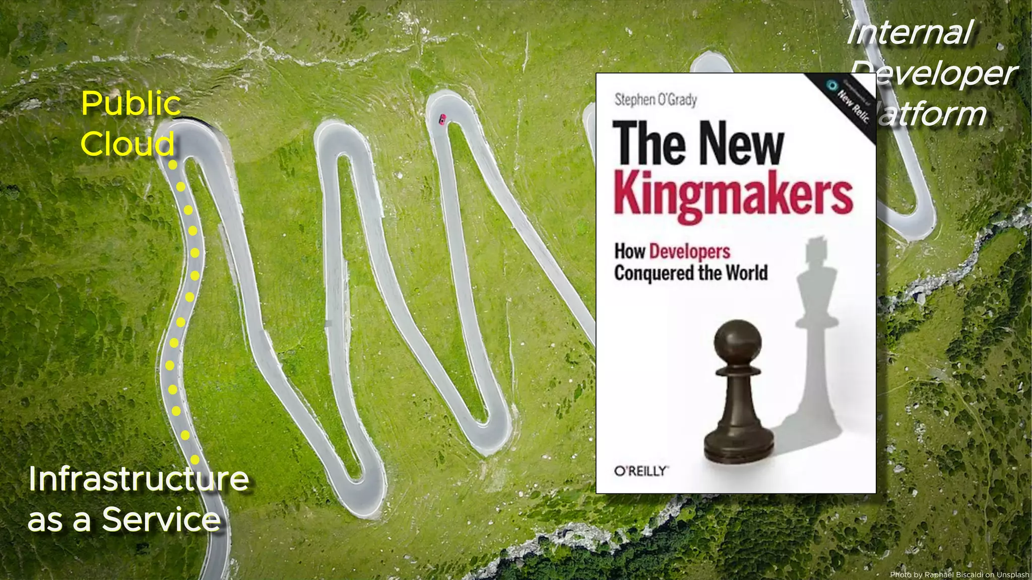 Internal
Developer
Platform
Infrastructure
as a Service
Infrastructure
as a Service
Public
Cloud
Internal
Developer
Platform
Photo by Raphaël Biscaldi on Unsplash
 