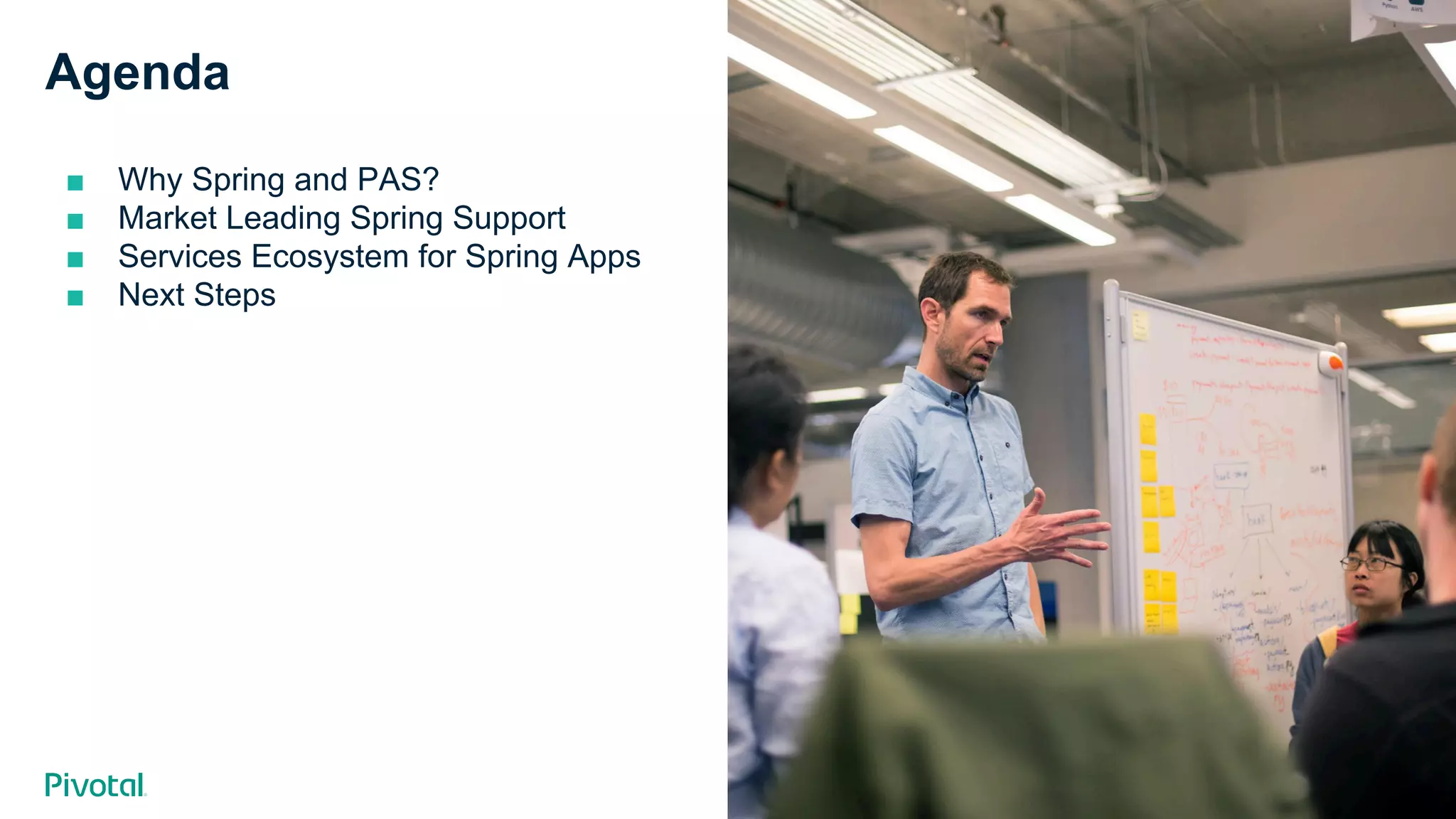 Cover w/ Image
Agenda
■  Why Spring and PAS?
■  Market Leading Spring Support
■  Services Ecosystem for Spring Apps
■  Next Steps
 