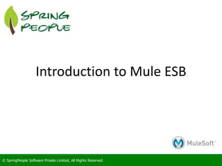 © SpringPeople Software Private Limited, All Rights Reserved.© SpringPeople Software Private Limited, All Rights Reserved.
Introduction to Mule ESB
 