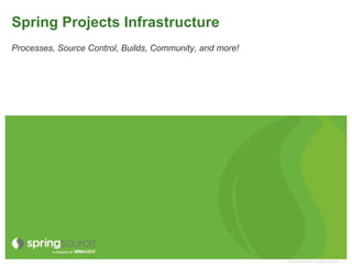 Spring Projects Infrastructure
Processes, Source Control, Builds, Community, and more!




                                                          © 2009 VMware Inc. All rights reserved
 