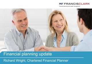 Speaker
Financial planning update
Richard Wright, Chartered Financial Planner
 