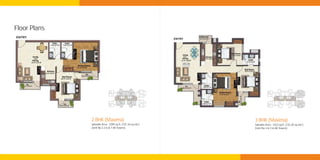 Floor Plans
ENTRY                                                        ENTRY




              2 BHK (Maxima)                                         3 BHK (Maxima)
              Saleable Area : 1090 sq.ft. (101.26 sq.mtr.)           Saleable Area : 1423 sq.ft. (132.20 sq.mtr.)
              (Unit No 2,3,6 & 7 All Towers)                         (Unit No 4 & 5 in All Towers)
 