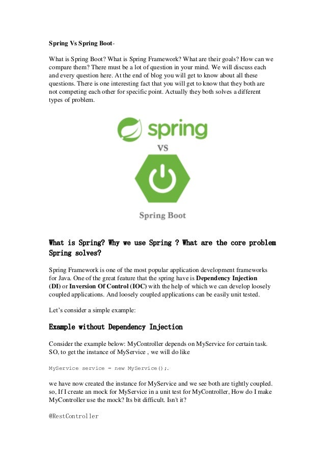 Spring Vs Spring Boot Spring Vs Spring Boot