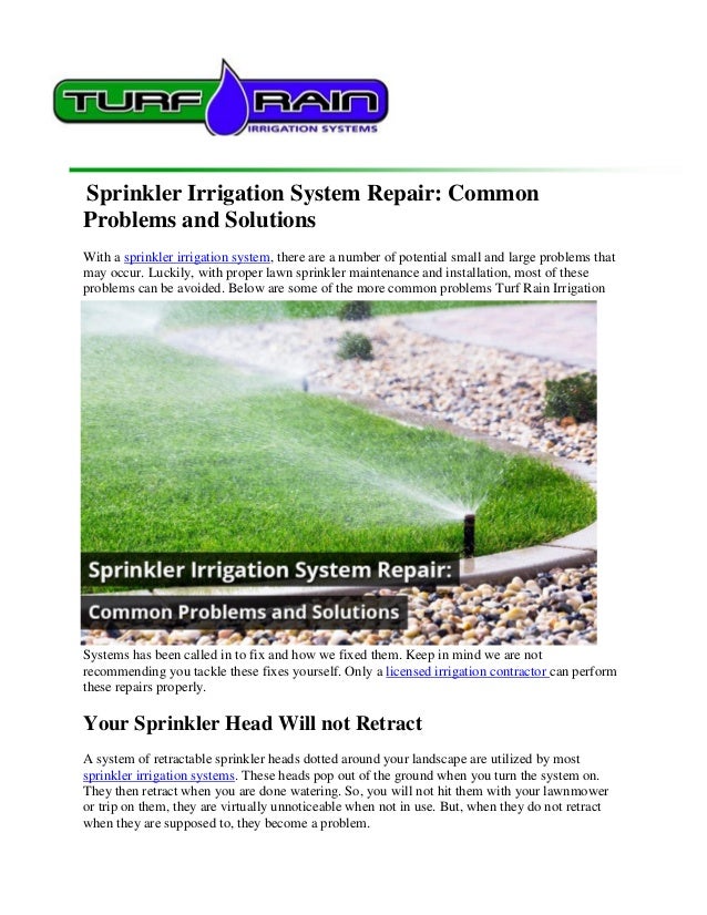 Sprinkler Irrigation System Repair Common Problems and Solutions