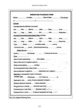 SPRINKLER IRRIGATION
193
Fig. 13.2. Irrigation Planning Form
 