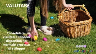 VALUTARE
Consolidare i
risultati e renderli
disponibili nel
normale processo
di sviluppo
 