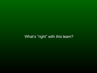 What’s “right” with  this  team? 
