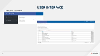 12
USER INTERFACE
Add Cloud Services UI
 