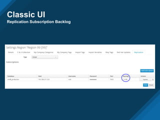 Classic UI
Replication Subscription Backlog
 